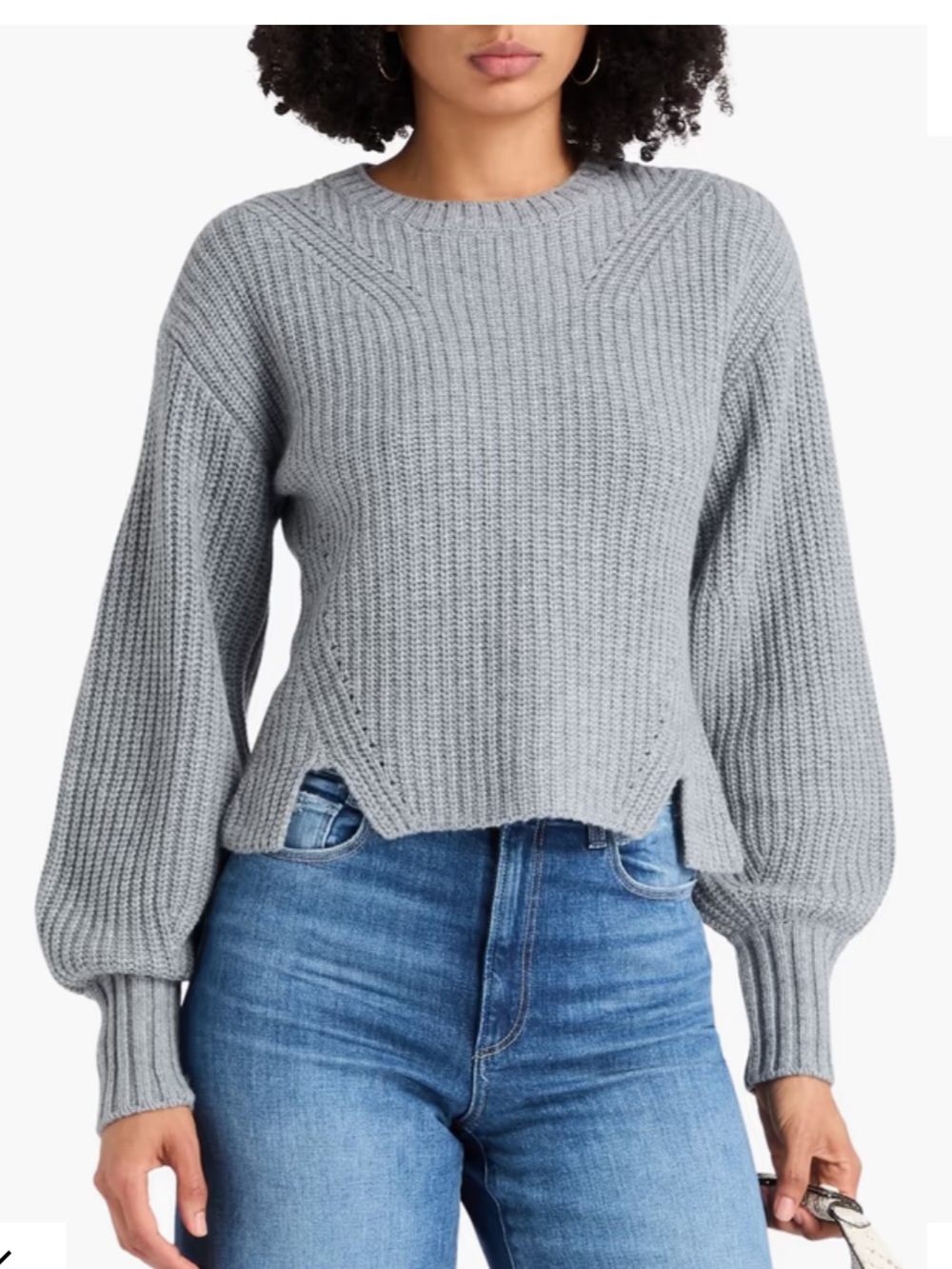 PAIGE Palomi Sweater Wool Heather Grey with Balloon Sleeves good condition